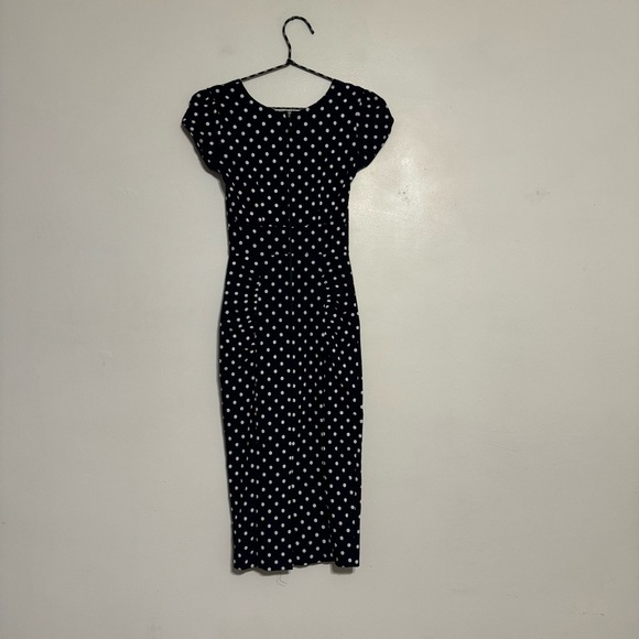 Stop Staring Celebrity Retro Polka Dot Wiggle Sheath Dress - Size XS - Picture 6 of 9